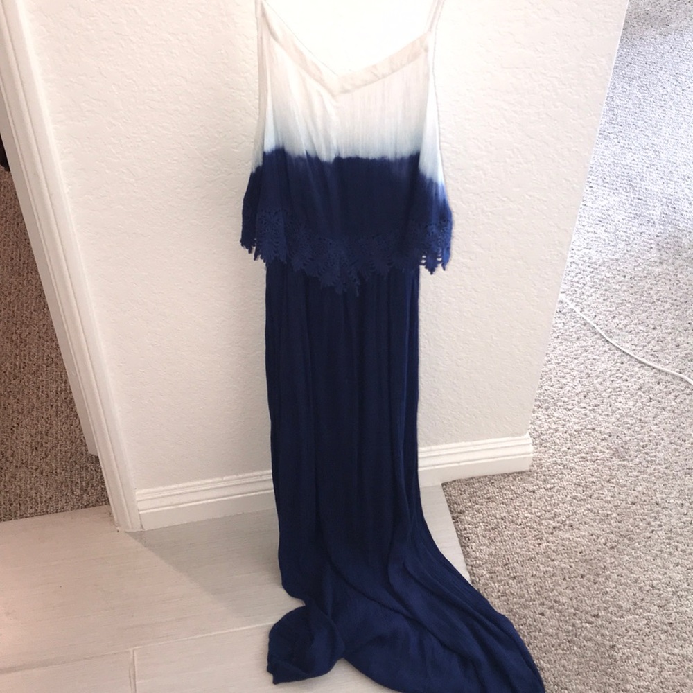Blue tie dye maxi dress